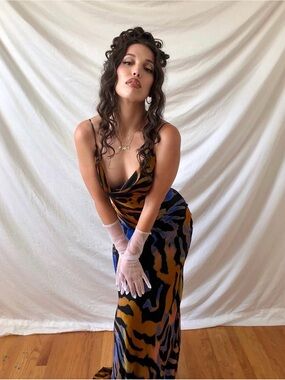 Rat & Boa Fabienne Dress Cowl-Neck Animal-Print Maxi Dress